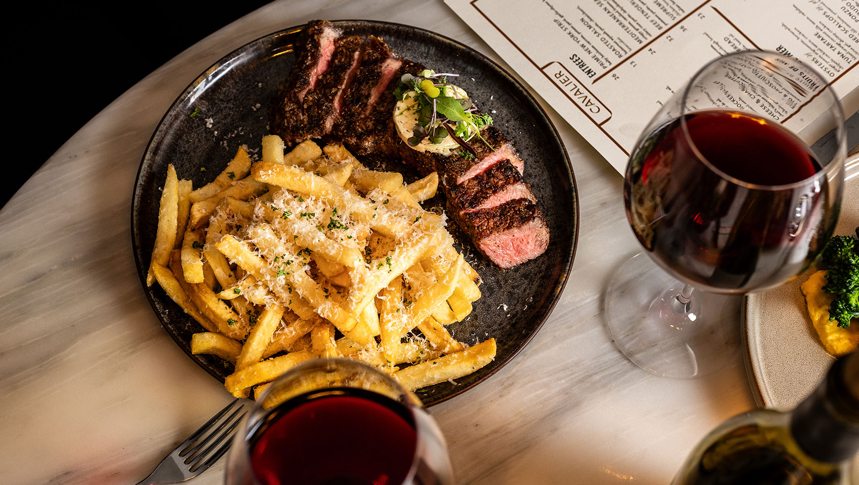 steak frites and fries at cavalier san antonio