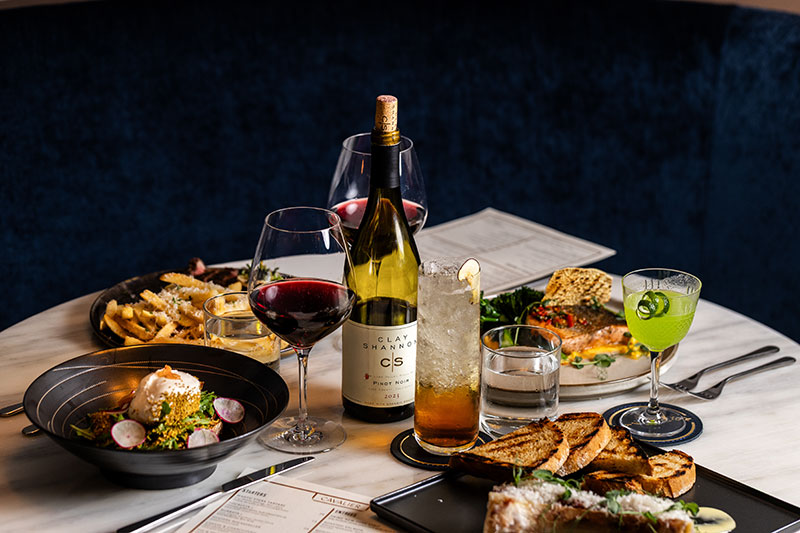 wine, cocktails, and food at Cavalier 2